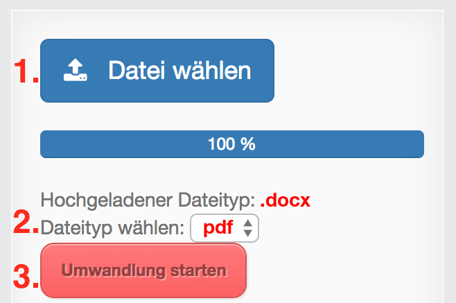 Anleitung DOCX Dateien online in PDF konvertieren